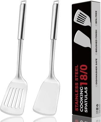 14.5-in Stainless Steel Spatula Set, 18/0 SS Heavy Duty Turner & Slott