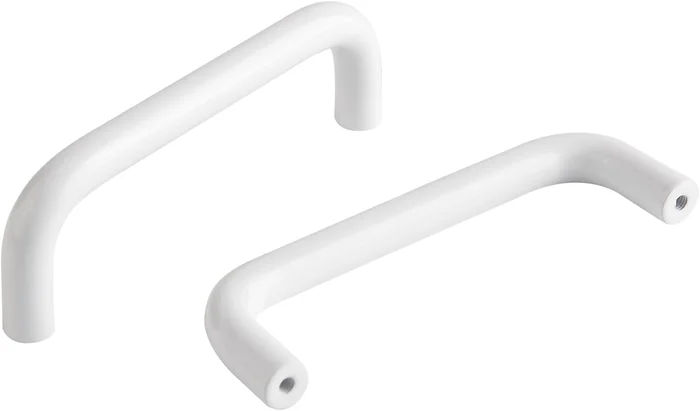 5 Pack Bright White 3.8 Inch Modern Curved Tray Cabinet Pulls 96mm Hol