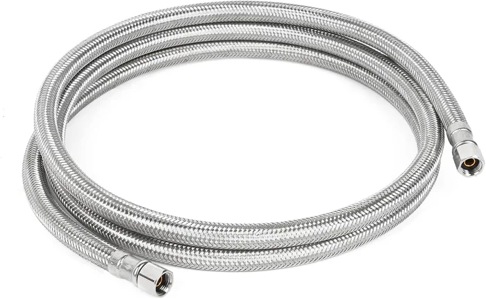 6 FT Refrigerator Water Line with 1/4 Compression Stainless Steel Brai