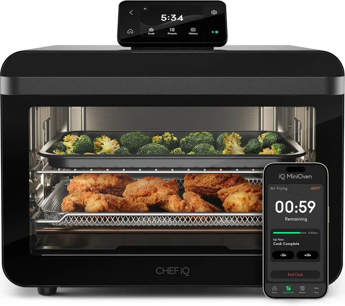 CHEF iQ MiniOven Smart Toaster Air Fryer Combo 11-in-1 25 Qt Convectio