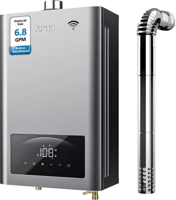 APUS 140,000 BTU Natural Gas Tankless Water Heater Provides Up to 6.8 