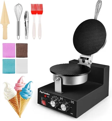 Commercial Waffle Cone Maker Machine with 1200W Power and 8 Inch Nonst