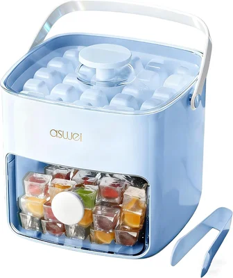 Ice Cube Trays with Lid and Bin Portable Ice Cube Maker Ice Tray for F