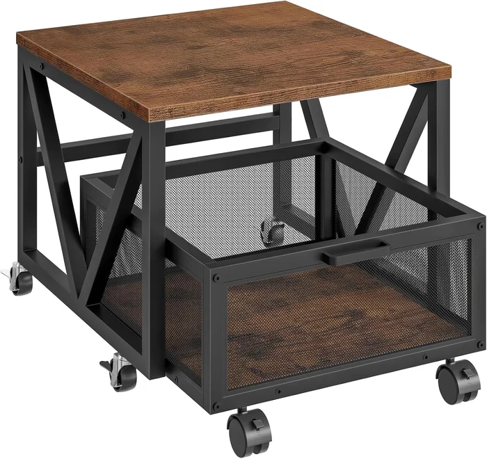 HOOBRO Mini Fridge Stand with Movable Storage Basket and Wheels Sturdy