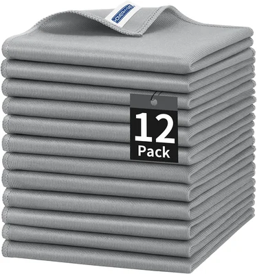 Microfiber Cleaning Cloth 12 Pack Provides Lint-Free Streak Free Polis