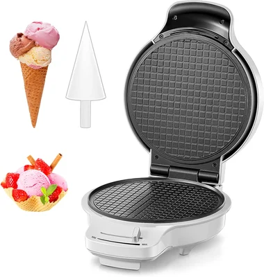 FOHERE Waffle Cone Maker Machine and Ice Cream Bowl Maker with Tempera