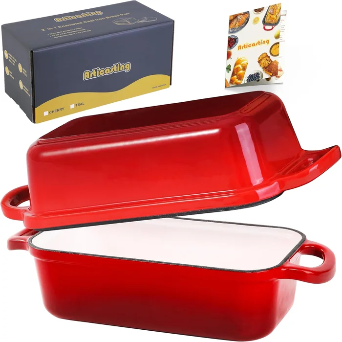 9x5 Cast Iron Loaf Pan with Lid for Homemade Bread – Heavy-Duty Oven-S