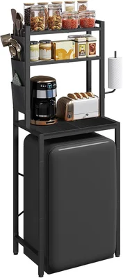MAHANCRIS 3-Tier Bakers Rack with Mini Fridge Shelf and Microwave Stan