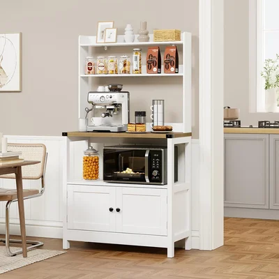 Lomojo 5-Tier Microwave Standing Baker's Racks Cabinet with Open Shelv