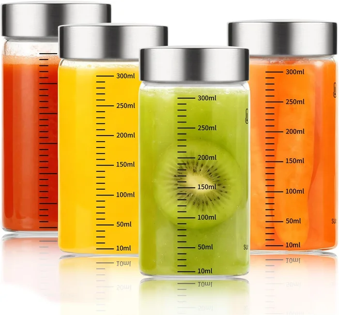 Glass Juice Bottles 10 Oz Wide Mouth Reusable Borosilicate Glass Water
