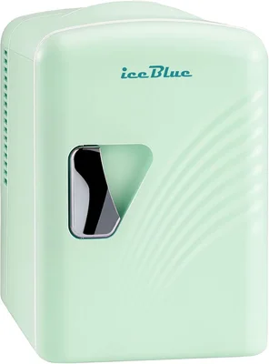 Iceblue Mini Fridge 4 Liter 6 Cans Makeup Fridge with Retro Wavy Desig