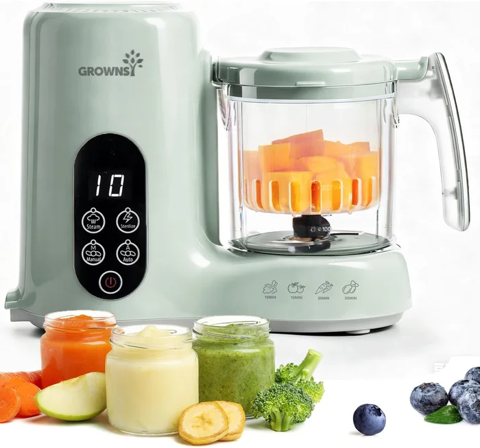 Grownsy Green Baby Food Maker and Steamer Blender Processor for Fresh 