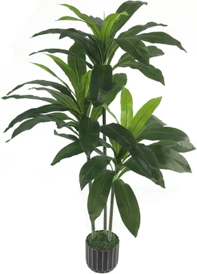 4FT Artificial Dracaena Tree with Black Pot for Indoor Fake Plants