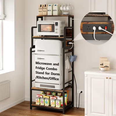 MAJALiS Mini Fridge Microwave Combo Stand Cabinet Shelf With Storage S