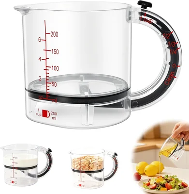 4-in-1 Adjustable Measuring Cup with Base Multi Measurement 1/4 to 1 C
