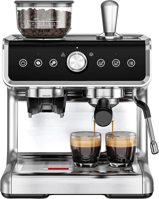 EUHOMY 20 Bar Espresso Machine with Integrated Grinder and Automatic M