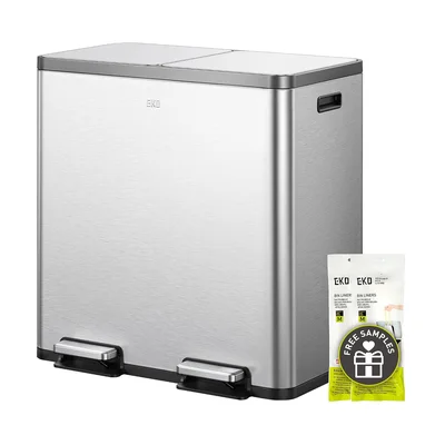 EKO EcoCasa Plus 2 x 10.6 Gal Dual Recycling Trash Can for Kitchen, La
