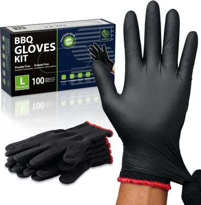 SWIFTLITE BBQ Gloves Kit with 6 Cotton Liners and 100 Disposable Nitri