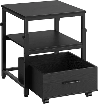 HOOBRO Mini Fridge Stand with Storage Basket Height-Adjustable Cabinet