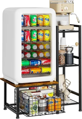 Space-Saving Mini Fridge Stand with Storage and Drawer for Small Refri