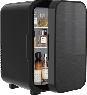 FANSEXPERT Skincare Fridge with Glass Panel, 6L Mini Fridge for Home a