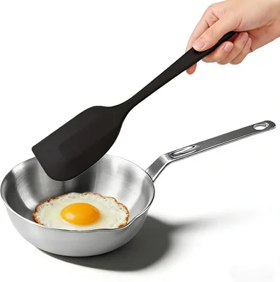 Mini Frying Pan 6.3 Inch Stainless Steel Egg Pan with Silicone Scraper