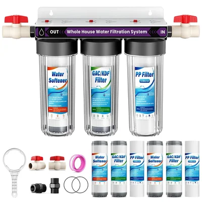 3-Stage Whole House Water Softener System Highly Reduces Taste Iron Sc