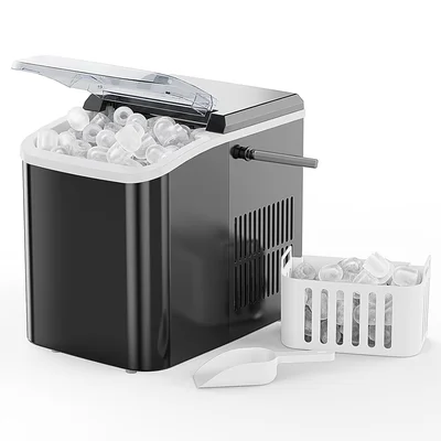 NEWBULIG Ice Maker Countertop with Handle 9 Bullet Ice Cubes in 6 Mins