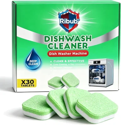 Dishwasher Cleaner Tablets, 30 Pack, Helps Reduce Limescale, Grease & 