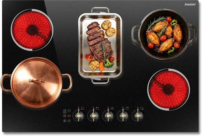 30-Inch Electric Cooktop with Knob Control Delivering 8400W High Power