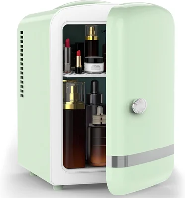 Electactic Mini Fridge 4L 6 Cans Cosmetic Fridge for Bedroom Green wit