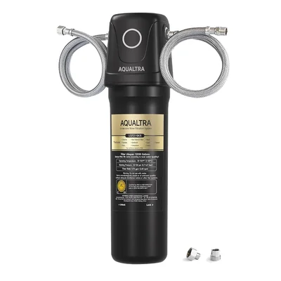 AQUALTRA USF01-BK Under Sink Water Filter System, 12K Gallon Capacity,