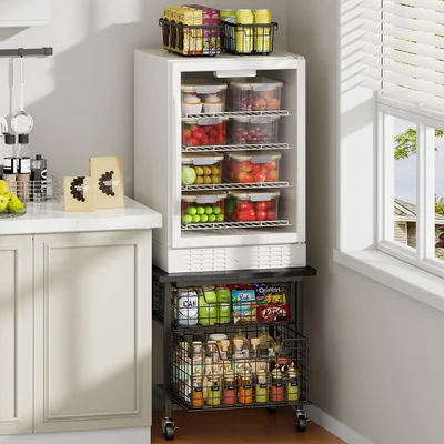 Mini Fridge Stand with Storage 2 Drawers Max Load 300 LBS Heavy Microw