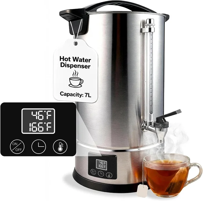 7L 30 Cups Hot Water Dispenser Urn Commercial Hot Water Boiler Stainle