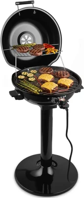 CUSIMAX Portable Electric BBQ Grill Outdoor with Lid for Easy Travel a