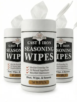 Cookware Care Cast Iron Seasoning Oil Wipes 150 Count Made in USA with