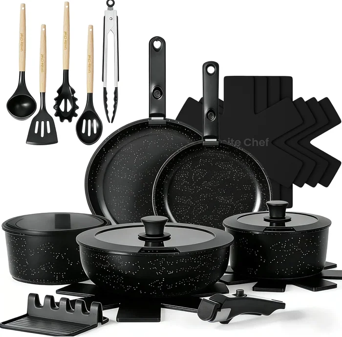 Umite Chef 21-Piece Non-Stick Ceramic Cookware Set with Detachable Han