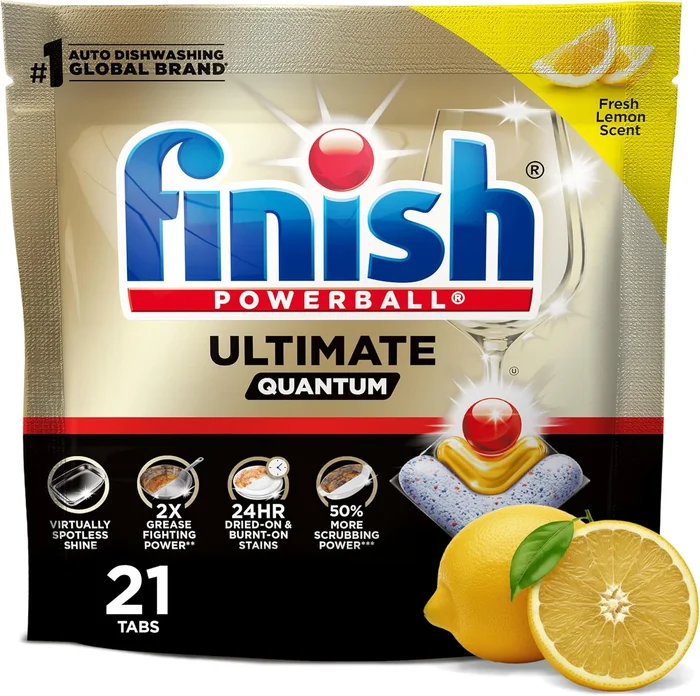 Finish Ultimate Quantum Dishwasher Pods, Dish Detergent, Lemon Scent, 
