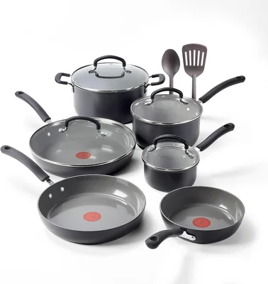 T-Fal Ultimate Hard Anodized 12 Piece Ceramic Nonstick Cookware Set Ov