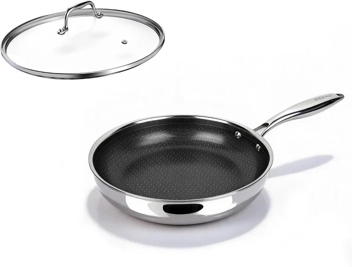 imarku 8-Inch Frying Pan Non Stick with Lid, Ceramic-Coated Stainless 