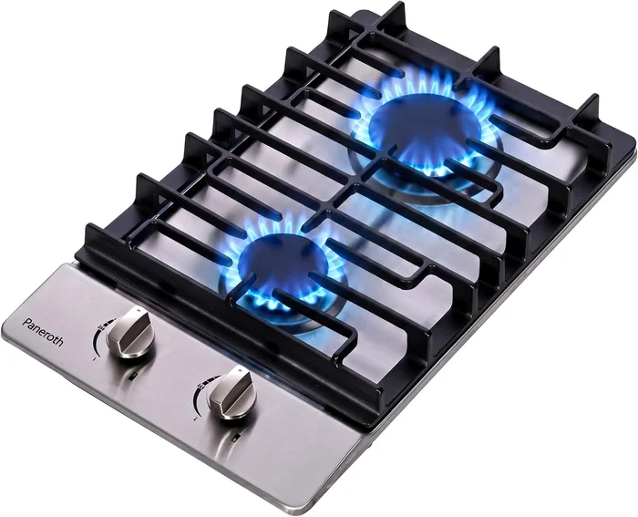 12 Inch Gas Cooktop, 2 Burners Built-in Stainless Steel Stove Top, Max