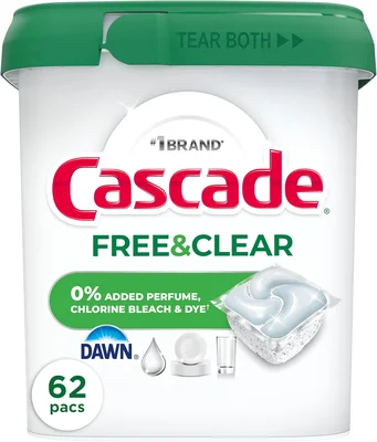 Cascade Free & Clear Dishwasher Pods, Dishwasher Detergent, Dish Deter