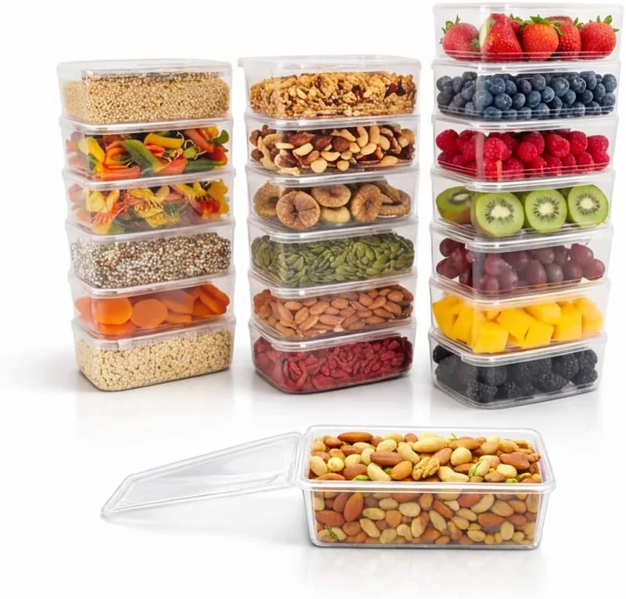 20 Pack 34 oz Airtight Food Storage Containers with Attached Hinged Li