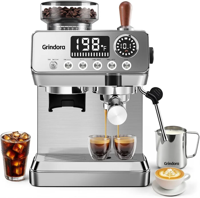 20 Bar Espresso Machine with Built-in Grinder and 44 Grind Settings pl