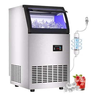 Commercial Spray Drench Ice Maker Machine 60LBS 24H with 25LBS Storage