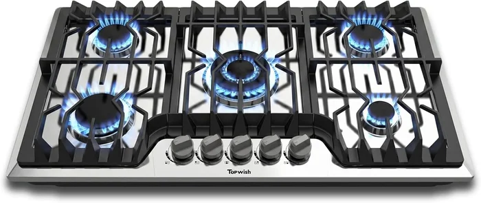 TOPWISH 36 Inch Gas Cooktop 5 Burners Built-in Gas Stove Propane Cookt