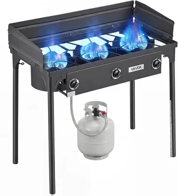 VEVOR 3 Burner Outdoor Propane Gas Stove, Propane LPG Gas Camping Stov