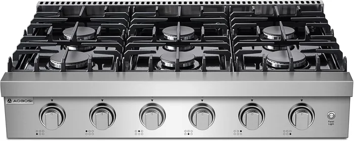 AAOBOSI 36 Inch Gas Cooktop with 6 Burners Stainless Steel Rangetop