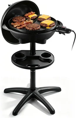 Techwood 1750W 2-in-1 Portable Indoor Outdoor Grill Removable Stand No