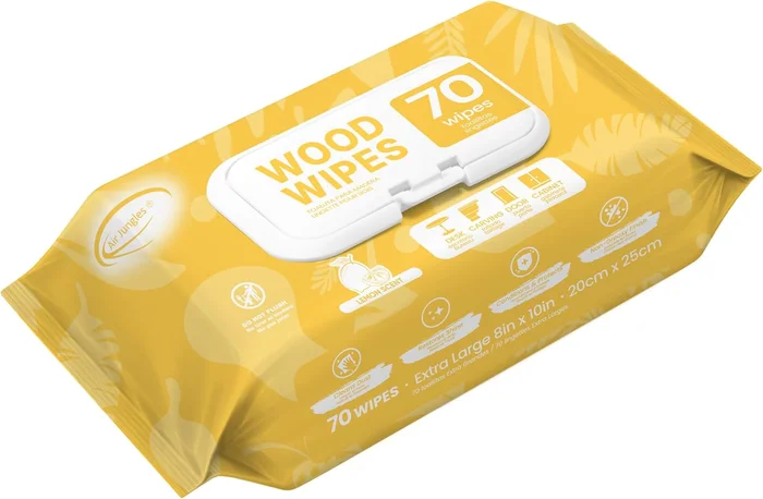 Air Jungles Wood Furniture Cleaner Wipes XL 8x10 Inch 70 Count